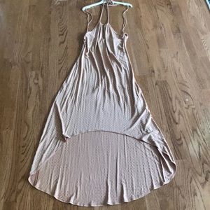 Embellished blush and gold bead halter dress